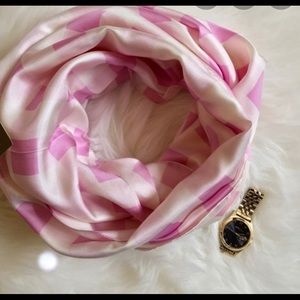 J.Crew Pink Silk Infinity Scarf